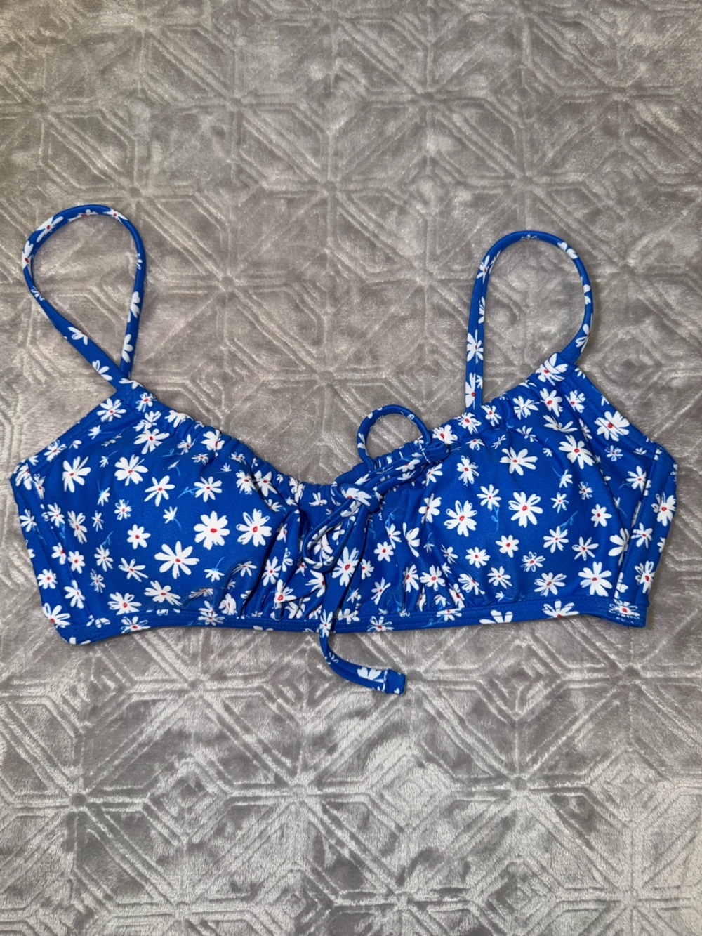 Xhilaration Blue Floral Daisy Bikini Top